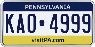 PA license plate KAO4999