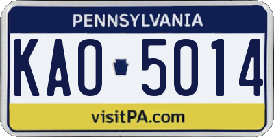 PA license plate KAO5014