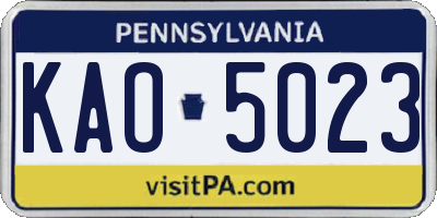 PA license plate KAO5023
