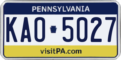PA license plate KAO5027