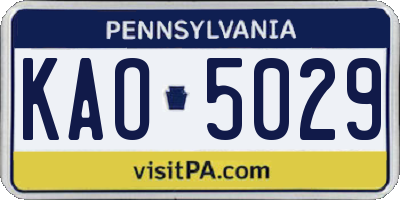 PA license plate KAO5029