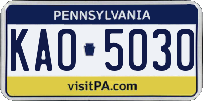 PA license plate KAO5030