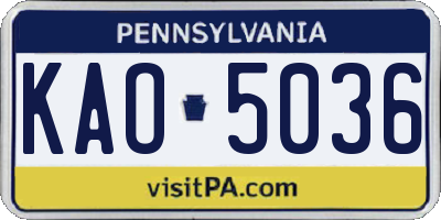 PA license plate KAO5036