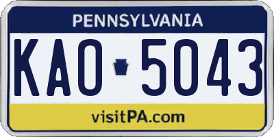 PA license plate KAO5043