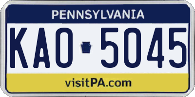PA license plate KAO5045