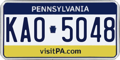 PA license plate KAO5048