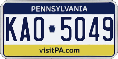 PA license plate KAO5049