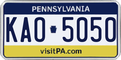 PA license plate KAO5050