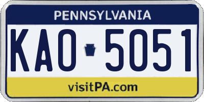 PA license plate KAO5051