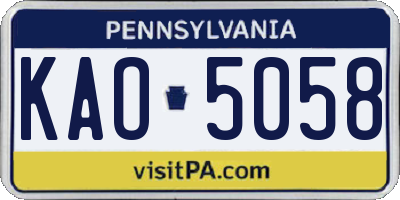 PA license plate KAO5058