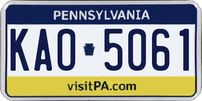 PA license plate KAO5061