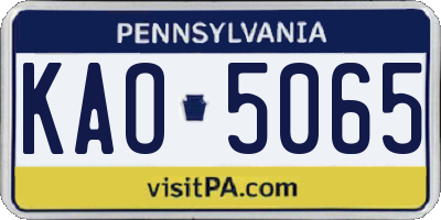 PA license plate KAO5065