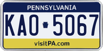 PA license plate KAO5067