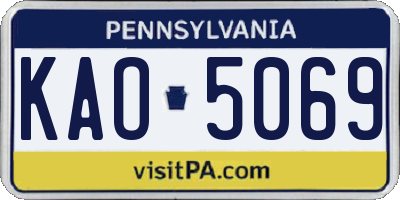 PA license plate KAO5069