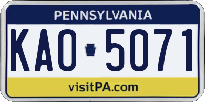 PA license plate KAO5071