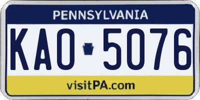 PA license plate KAO5076