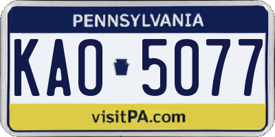 PA license plate KAO5077