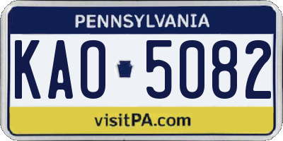 PA license plate KAO5082