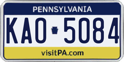 PA license plate KAO5084