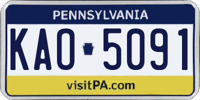 PA license plate KAO5091