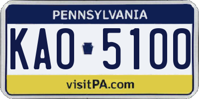 PA license plate KAO5100