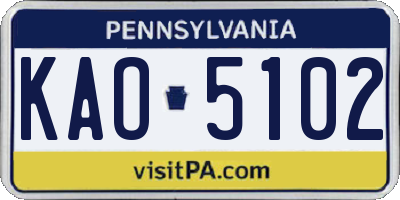 PA license plate KAO5102