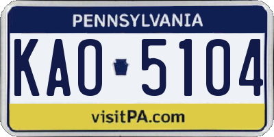 PA license plate KAO5104