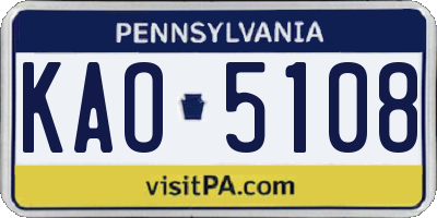 PA license plate KAO5108