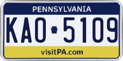 PA license plate KAO5109