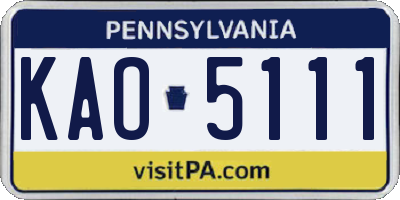 PA license plate KAO5111