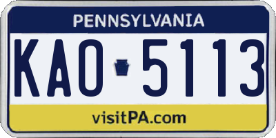 PA license plate KAO5113