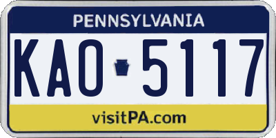 PA license plate KAO5117