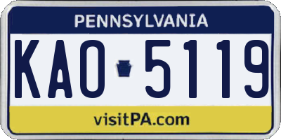 PA license plate KAO5119