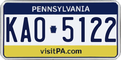 PA license plate KAO5122