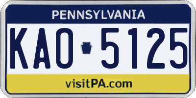 PA license plate KAO5125