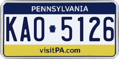 PA license plate KAO5126