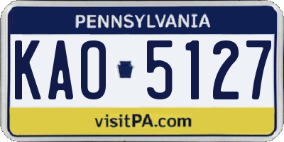 PA license plate KAO5127