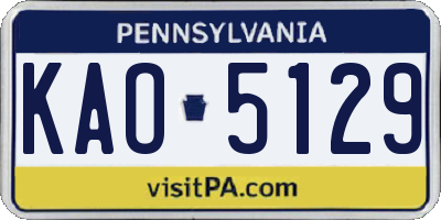 PA license plate KAO5129