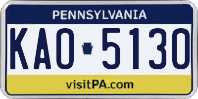 PA license plate KAO5130