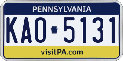 PA license plate KAO5131