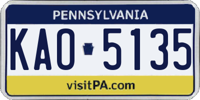 PA license plate KAO5135