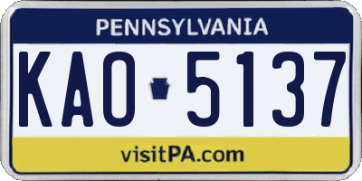 PA license plate KAO5137