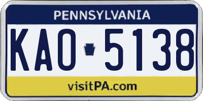 PA license plate KAO5138