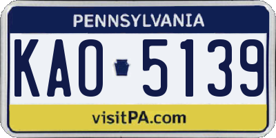 PA license plate KAO5139