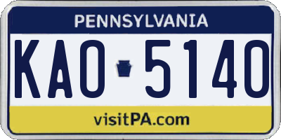 PA license plate KAO5140