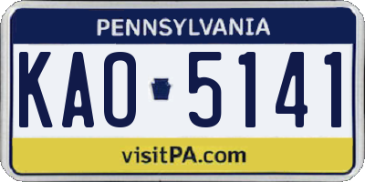 PA license plate KAO5141