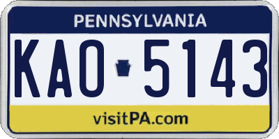 PA license plate KAO5143