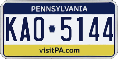 PA license plate KAO5144