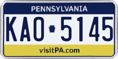 PA license plate KAO5145