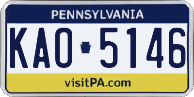 PA license plate KAO5146